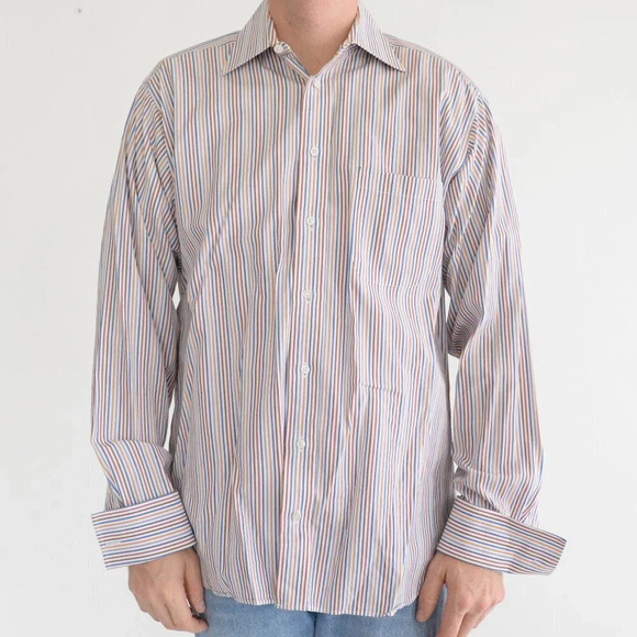 Vintage Burberry London  Multi-colour Striped Button Down Dress Shirt - Picture 4 of 14